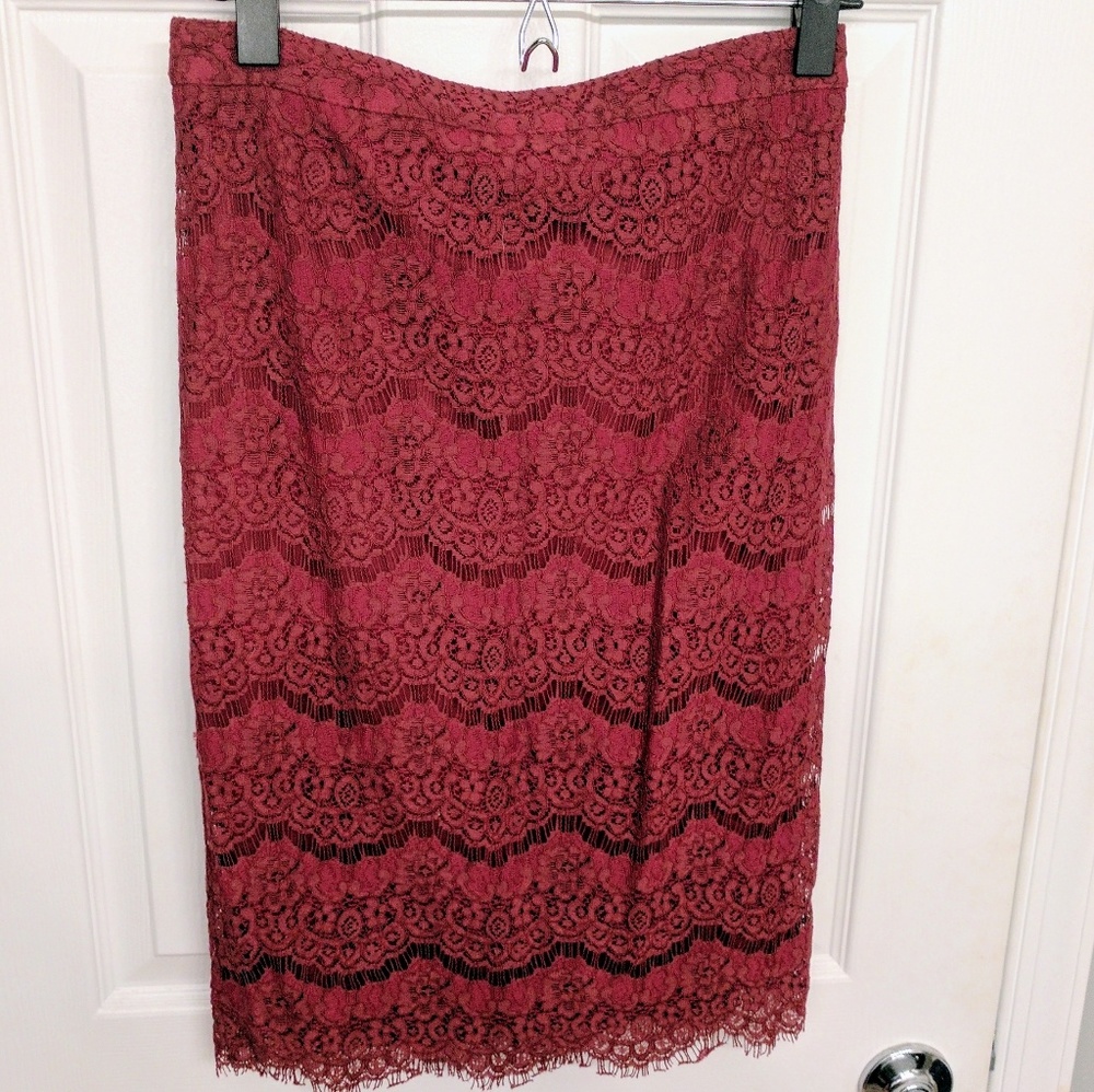 Red lace skirt