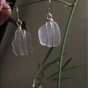 Beach glass earrings
