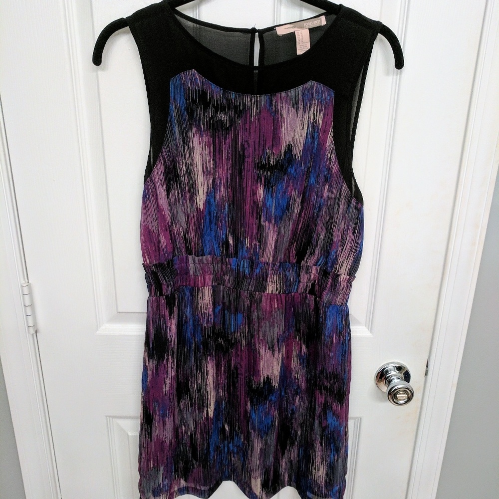 Sheer panel print dress
