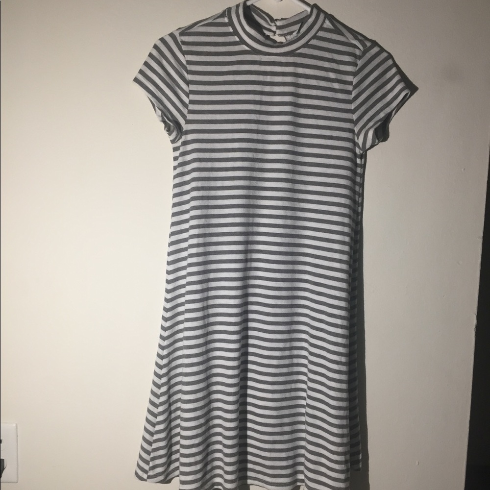 Grey and white striped dress