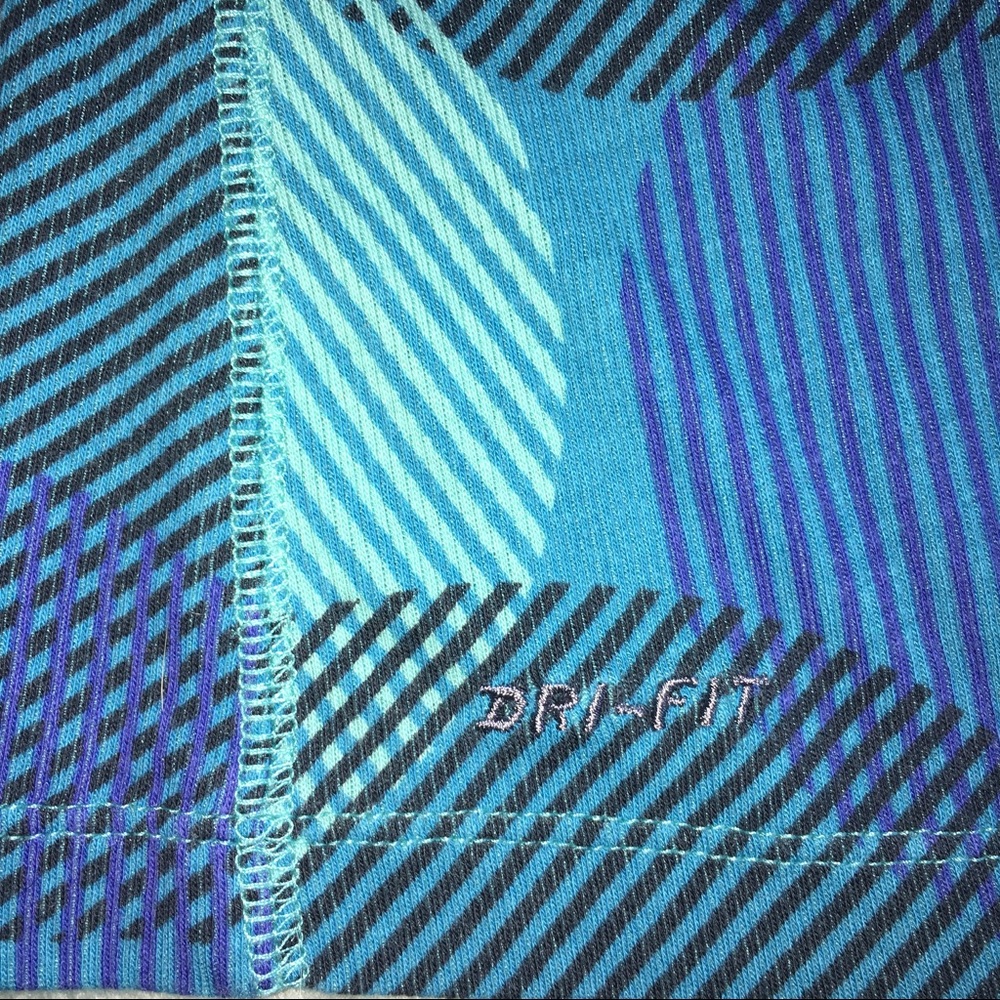 NIKE DRI-FIT Racerback Tank Top Turquise Blue Swirl Abstract Junior Size Small - Picture 10 of 12