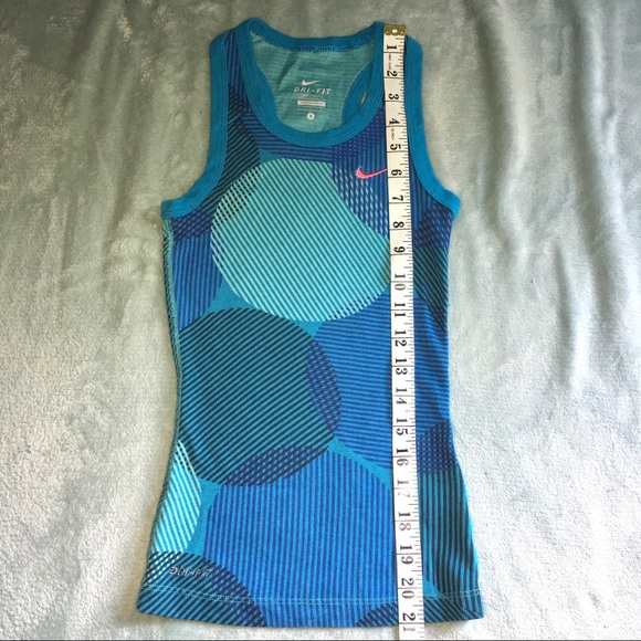 NIKE DRI-FIT Racerback Tank Top Turquise Blue Swirl Abstract Junior Size Small - Picture 12 of 12