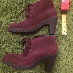 Suede Maroon Aerosoles Platform Boots Heels Comfy