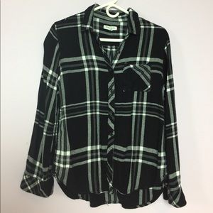 Black and white plaid button down