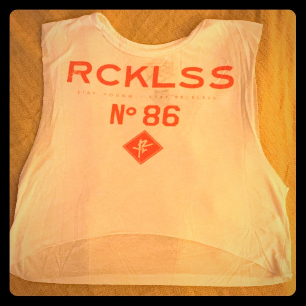 Grunge Cropped RCKLSS white beater tank top o/s YZ