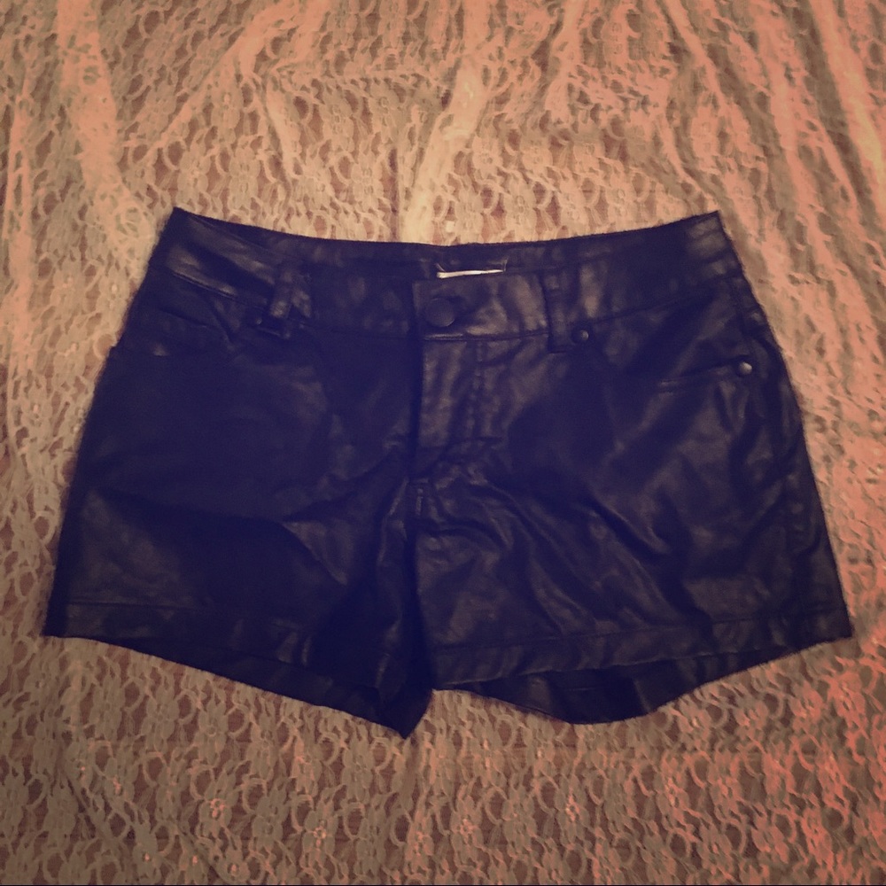 Black Pleather Shorts.