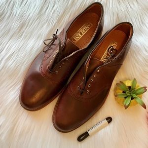 Men's Lands End Brown Leather Dress Saddle Shoes
