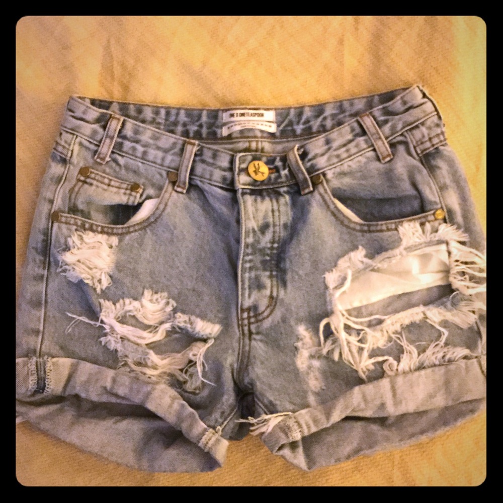 ONE TEASPOON GRUNGE DESTROYED DENIM SHORTS SZ 25
