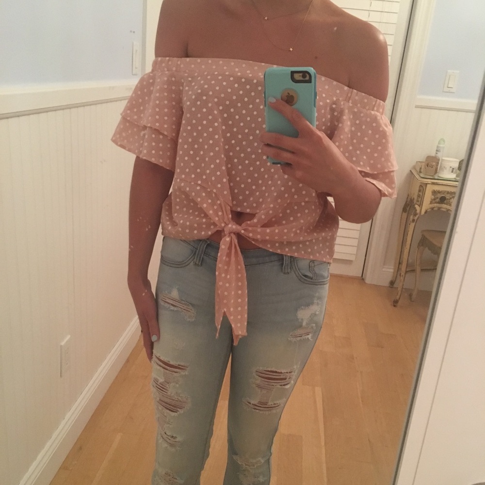 Beautiful Apricot Dotted Crop Top with tags