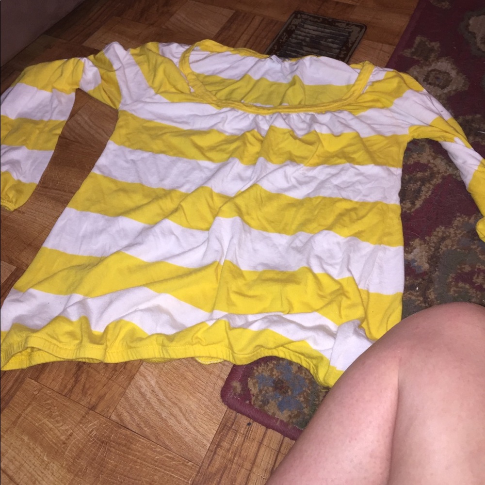 Old Navy Blouse. Yellow-White Striped