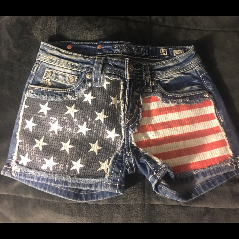 Miss Me Size 14 American Flag Shorts