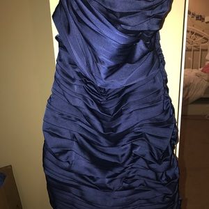 Royal blue strapless cocktail dress