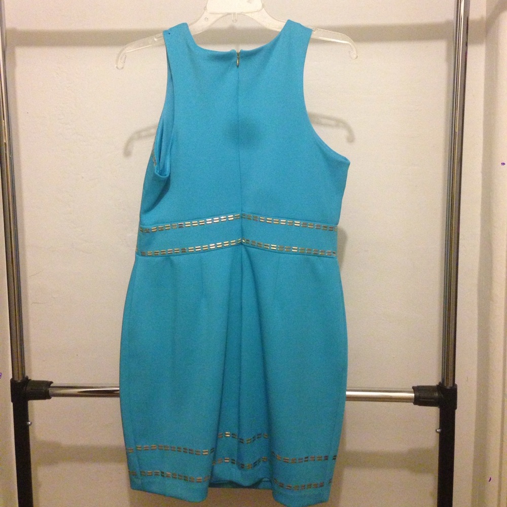 Thalía Sodi dress - turquoise and gold. - Picture 3 of 5
