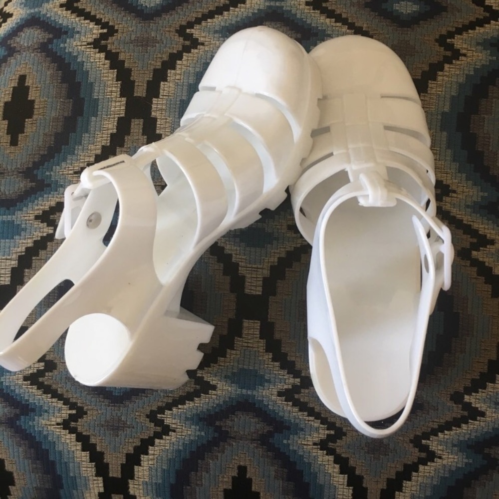 White Heeled Jelly Sandals