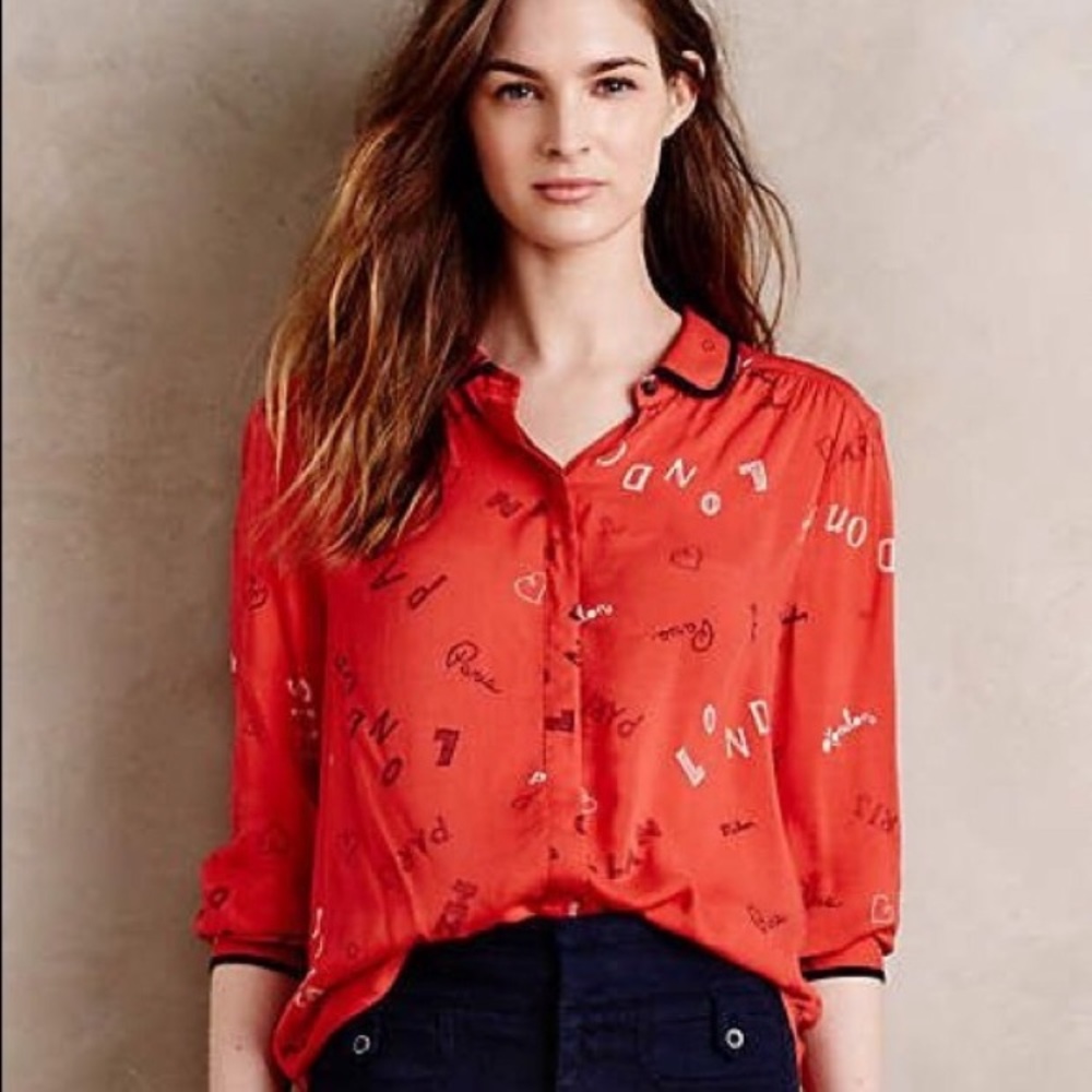 SOLDMaeve Art House blouse in red, size 2
