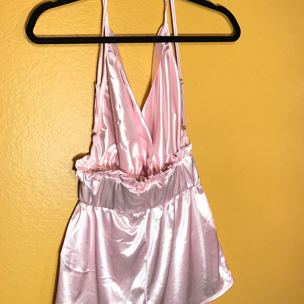 light pink satin romper