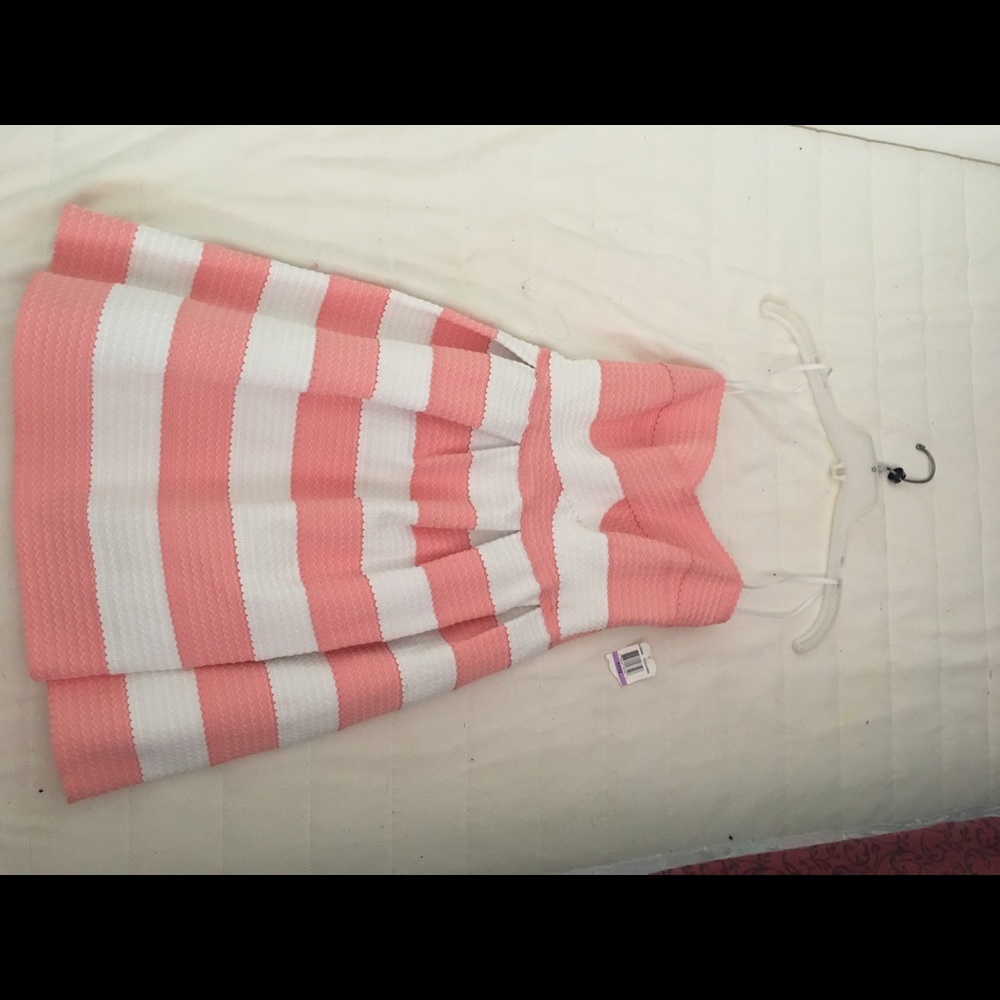 Pink and white stripes cocktail dress