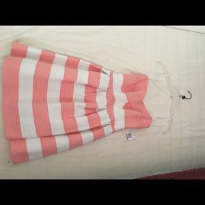 Pink and white stripes cocktail dress