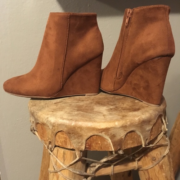 Burnt Orange Faux Suede Booties - Picture 1 of 6