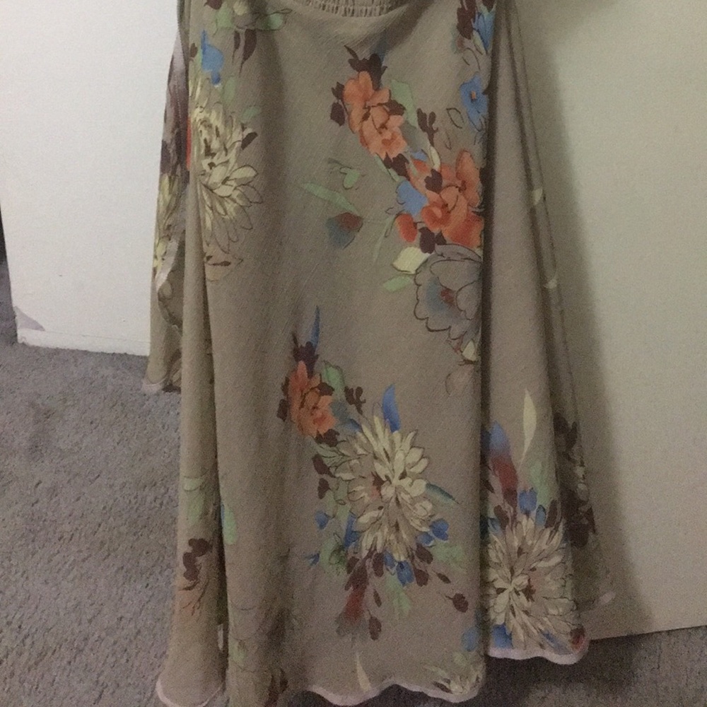 Moss green floral formal dress