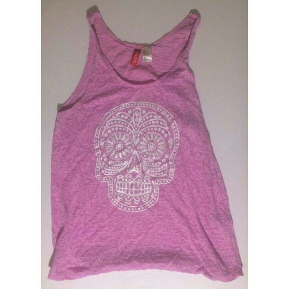 Sheer Pink Paisley Skull Tank