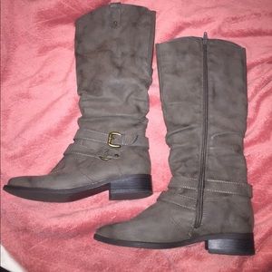 mid calf grey boots