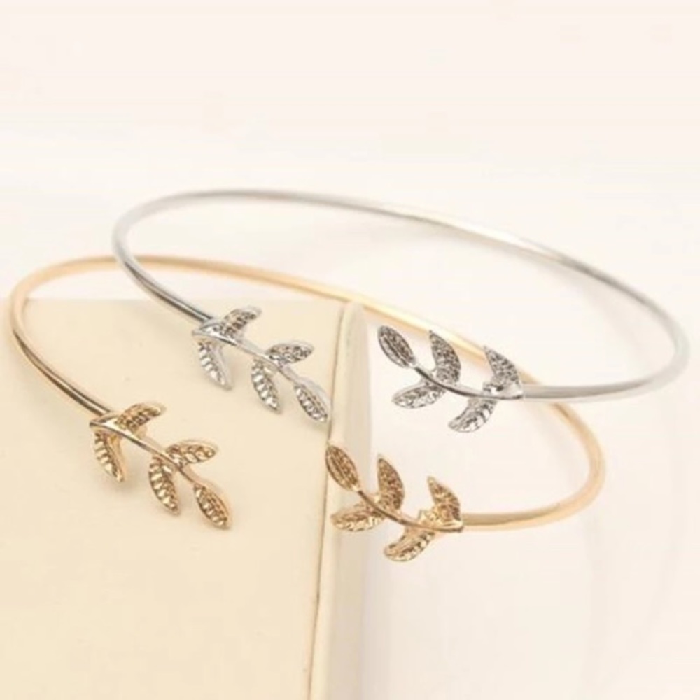 🛍 Laurel Leaf Skinny Bangle Bracelet Cuff Dainty