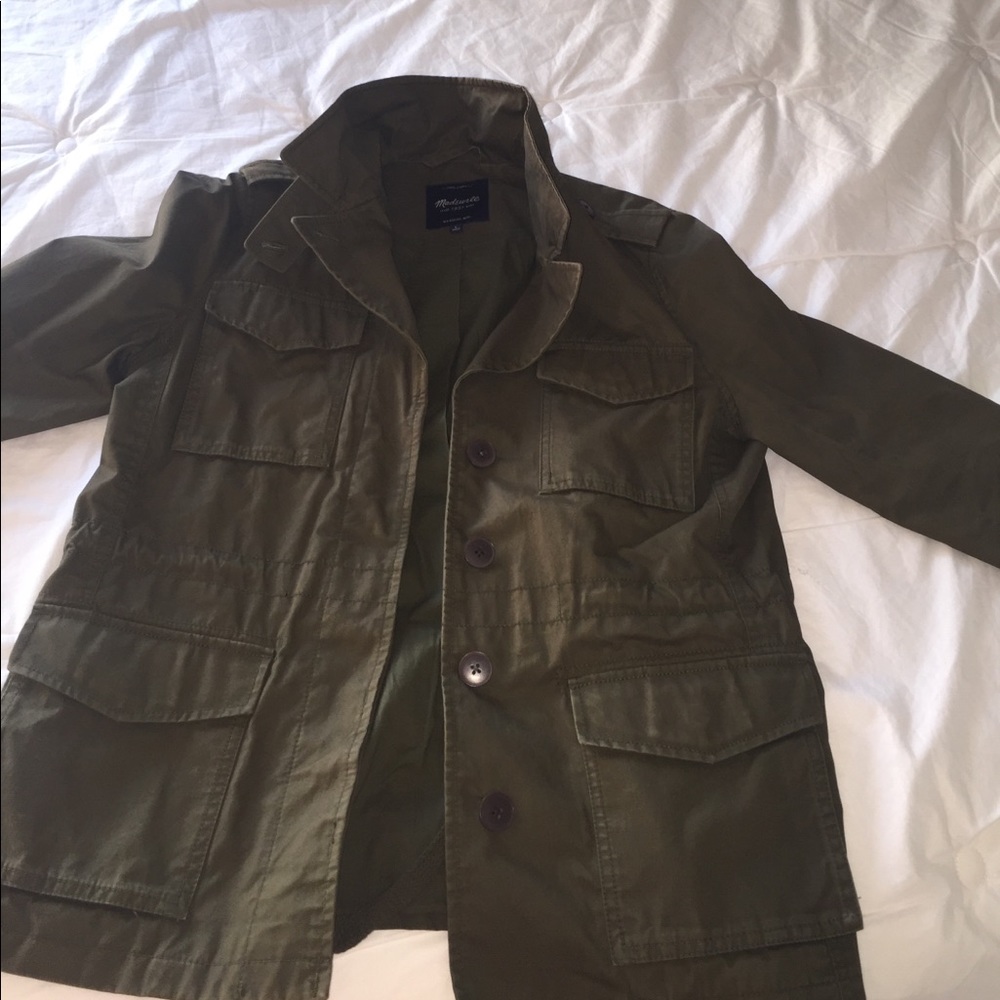 Madewell Olive Green Jacket with High Collar