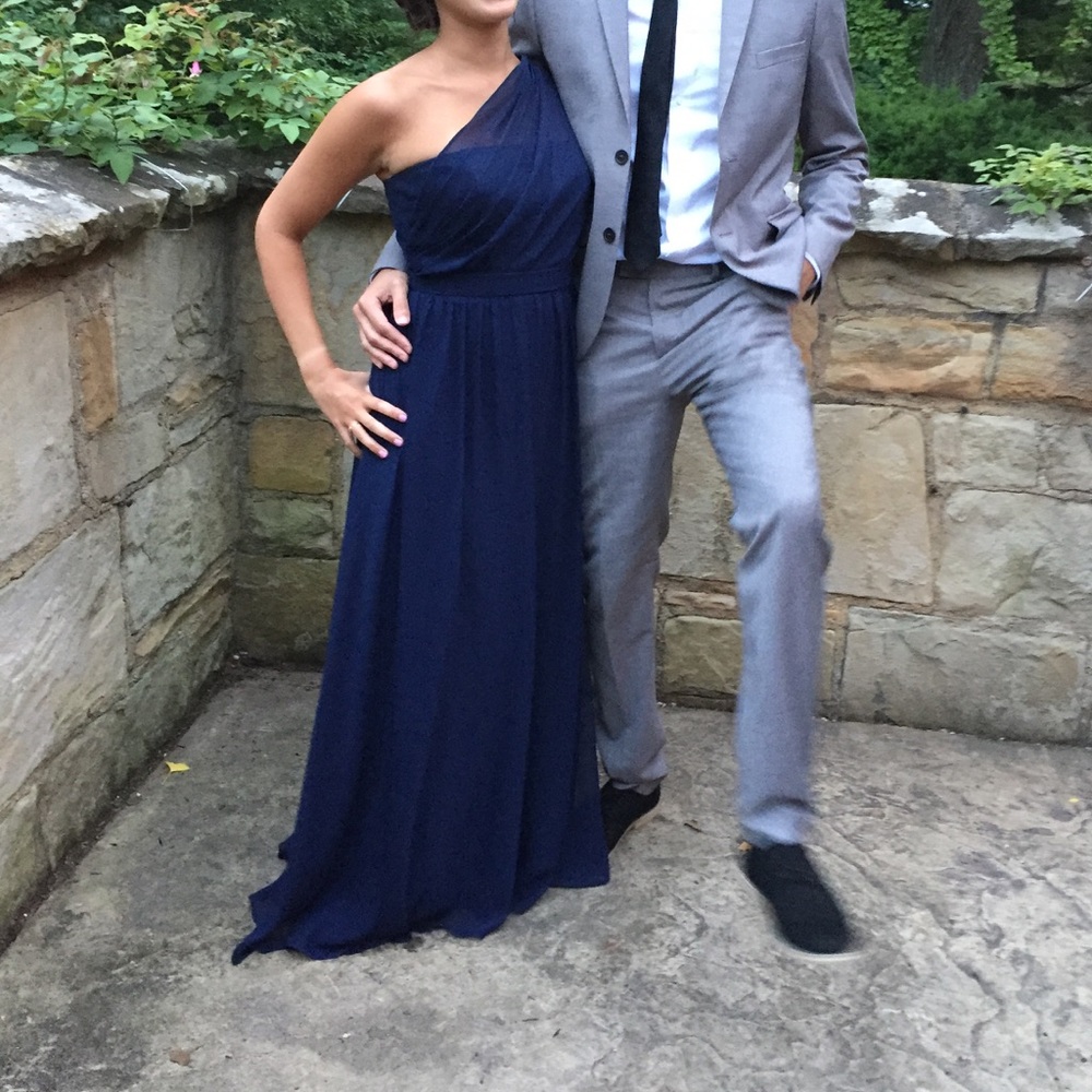 Navy chiffon Alfred Angelo dress. Two sizes!