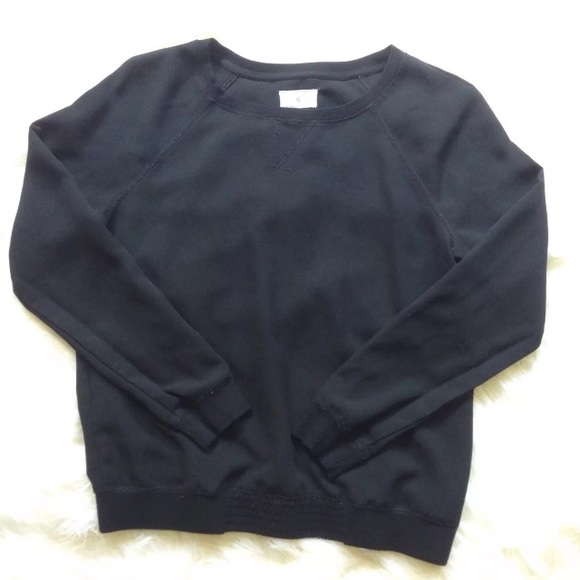 Lou & Grey Tops - LOU & GREY Ribbed Cuff Black Sweatshirt Style Top