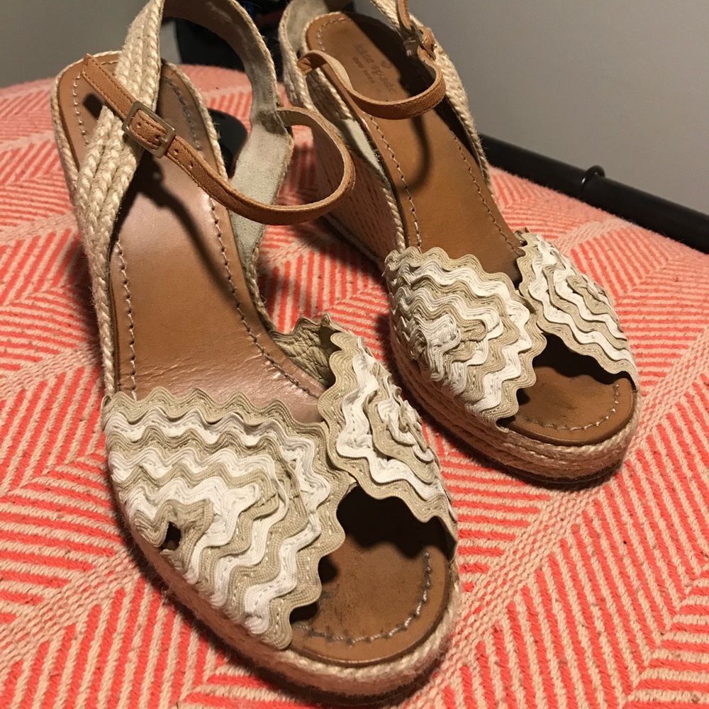 kate spade Cream & White Wedges