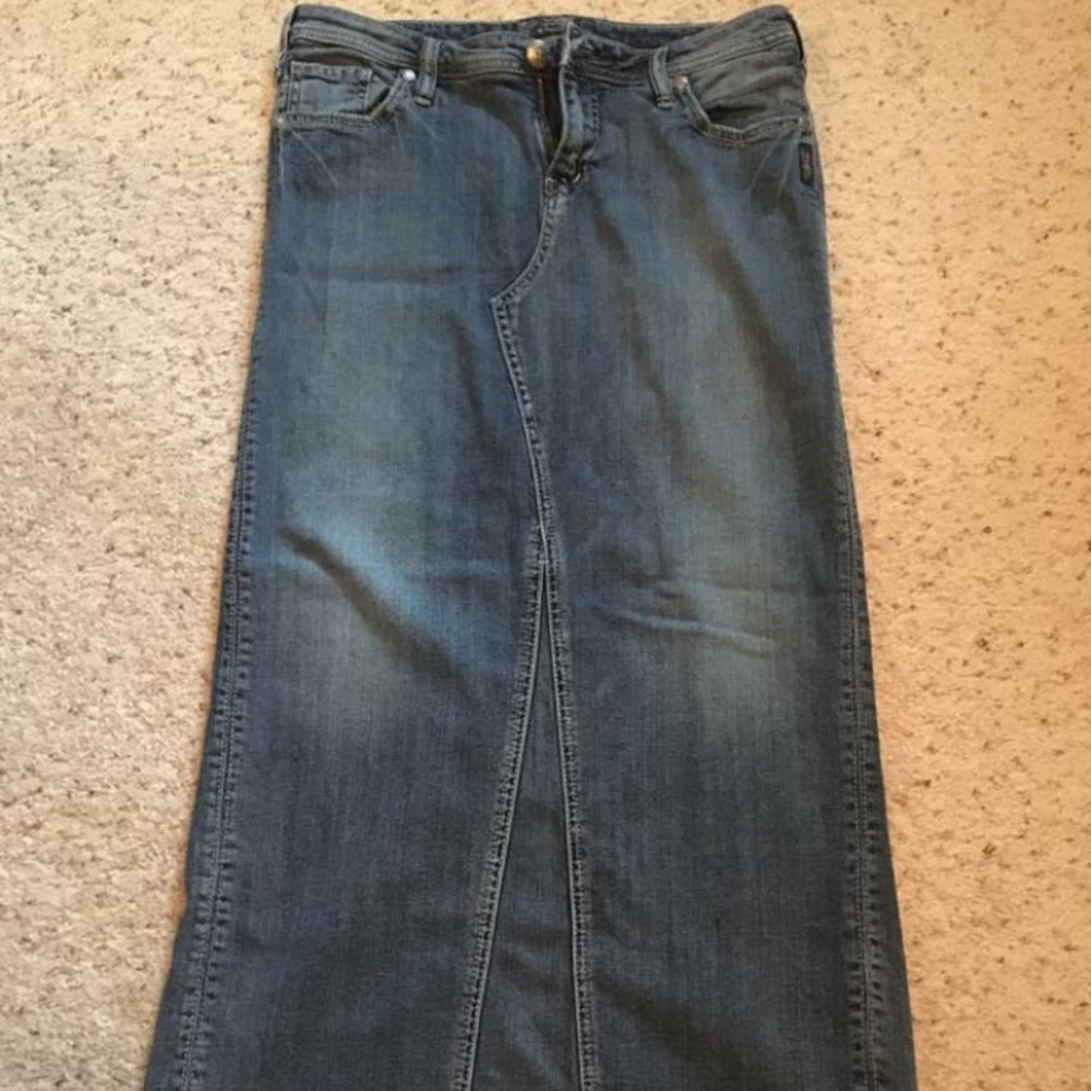 Long denim skirt