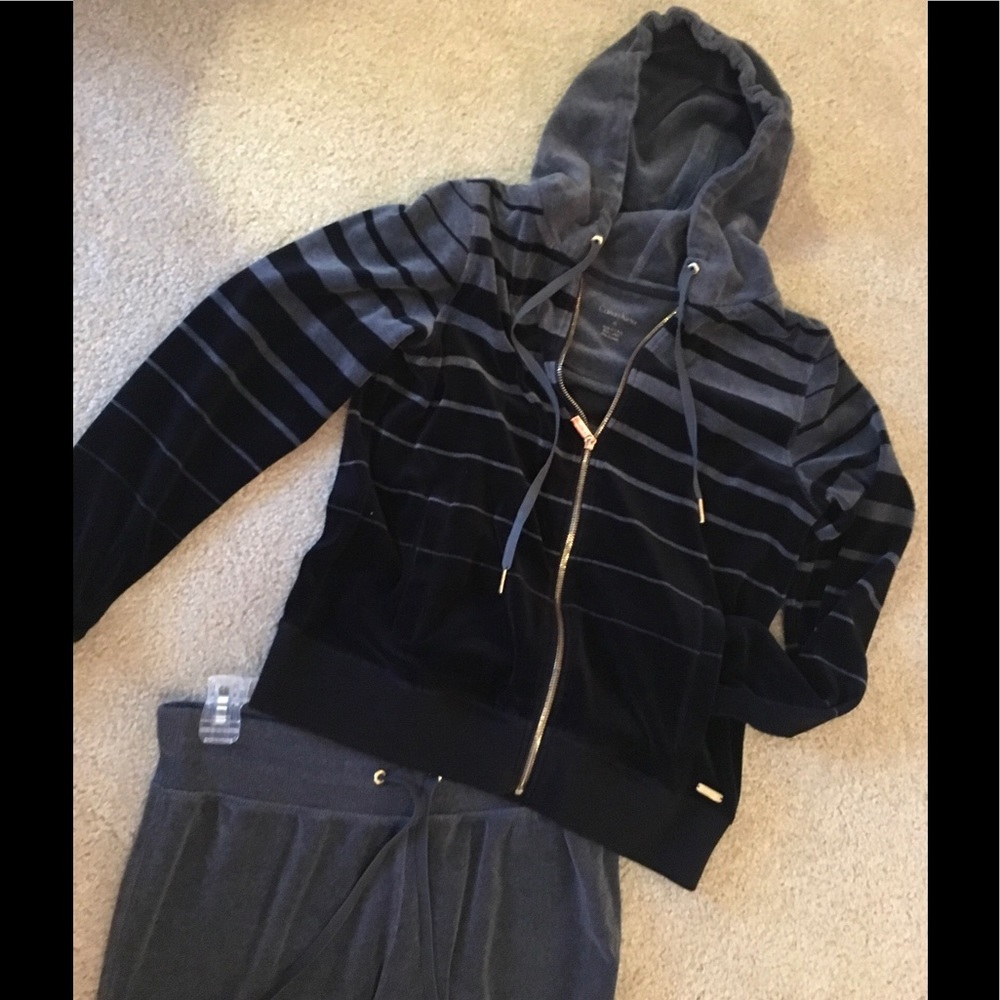 Calvin Klein Velour knit warm-up black & dark grey