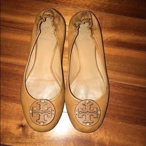 Brown Tory burch flats , used, size 8