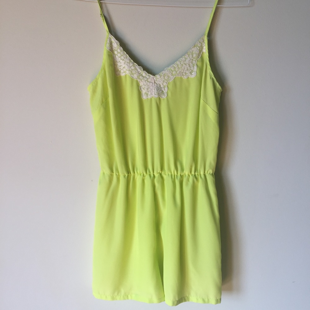 Anthropologie Eloise Romper - Lime- Small