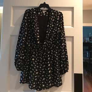 Ecoté plunging long-sleeve romper