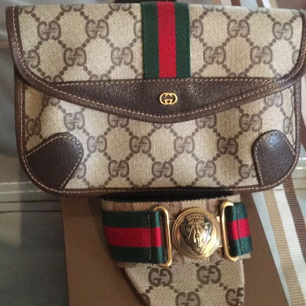Gucci slides and clutch together