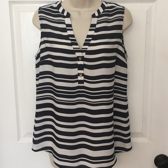 Banana Republic Navy Blue White Stripe Tunic Top M - Picture 3 of 6
