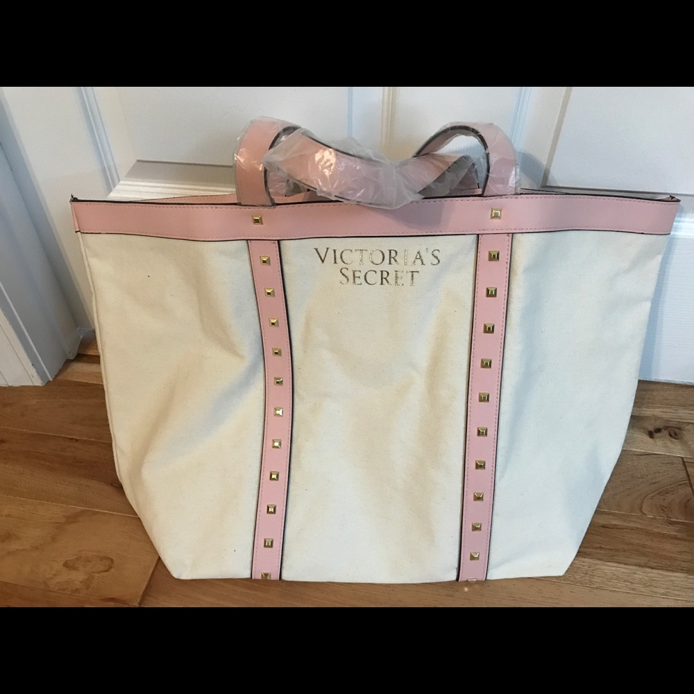 Victoria Secret beach bag cream pink & gold