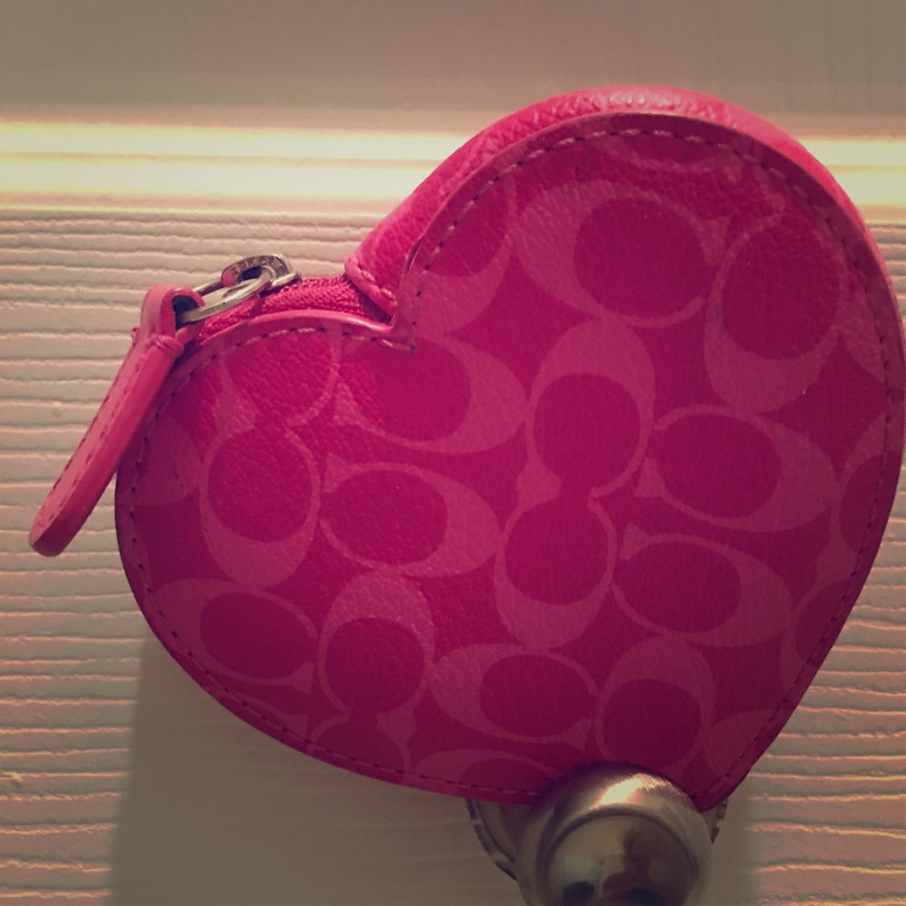 Pink Coach heart shaped coin purse