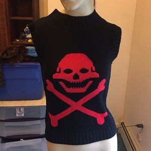 ooak rare betsey johnson skull sweater sz small