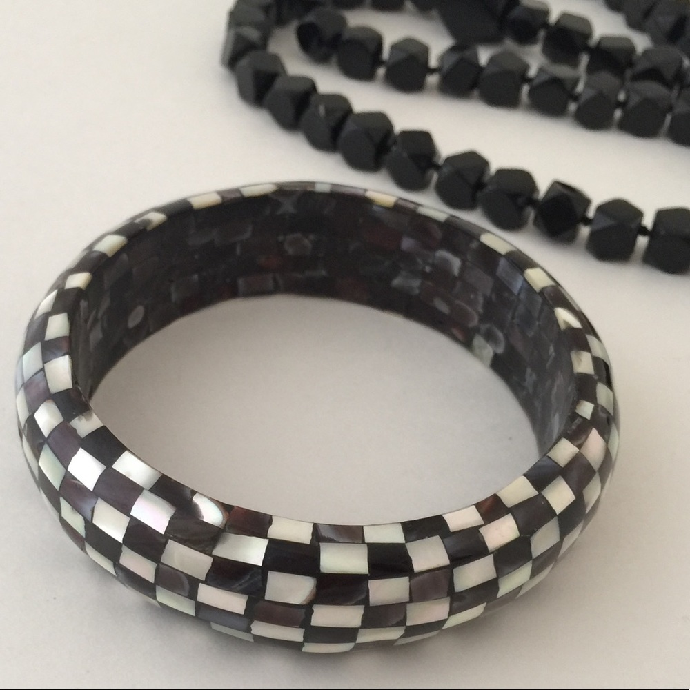 SOLD**  Mother of Pearl Mosaic Bangle Bracelet
