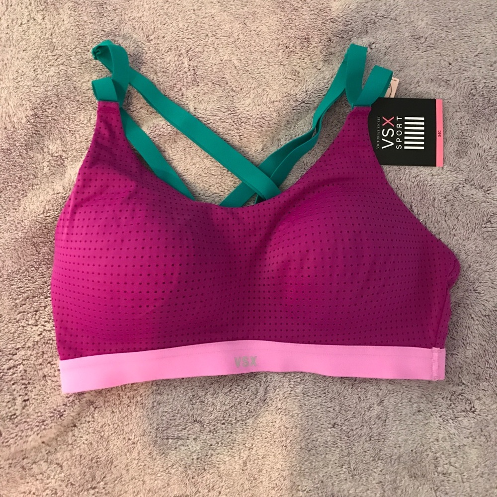 NWT VS 34C SPORTS BRA IN PURPLE AND TEAL