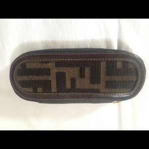 FENDI chick brown logos Leather key holder  zipper