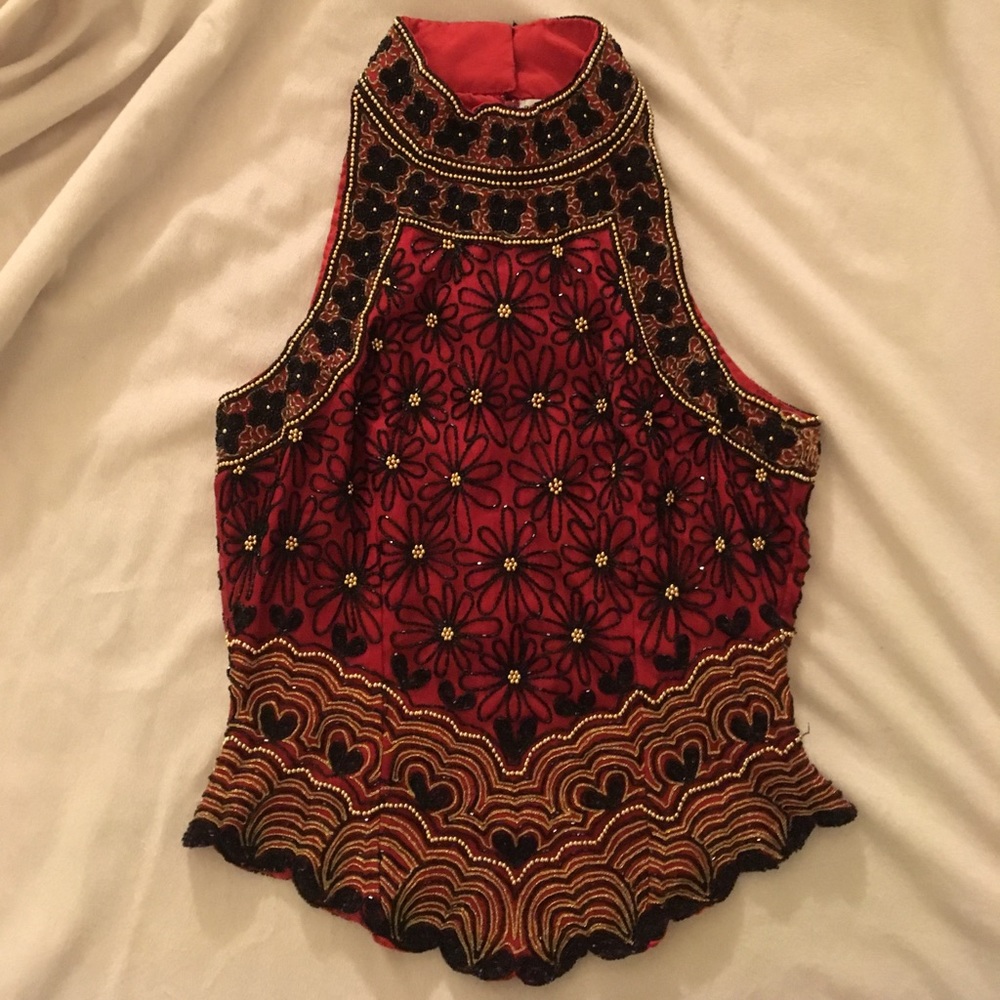 NWT Beautiful vintage hand beaded blouse.