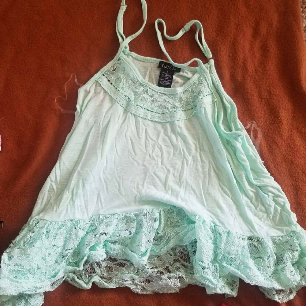 **SOLD** Teal Lace Loose Fitting Camisole Tank Top