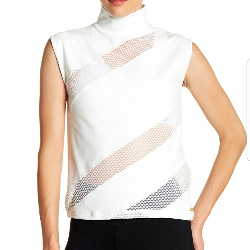 NWOT White Stripe Mesh Tank