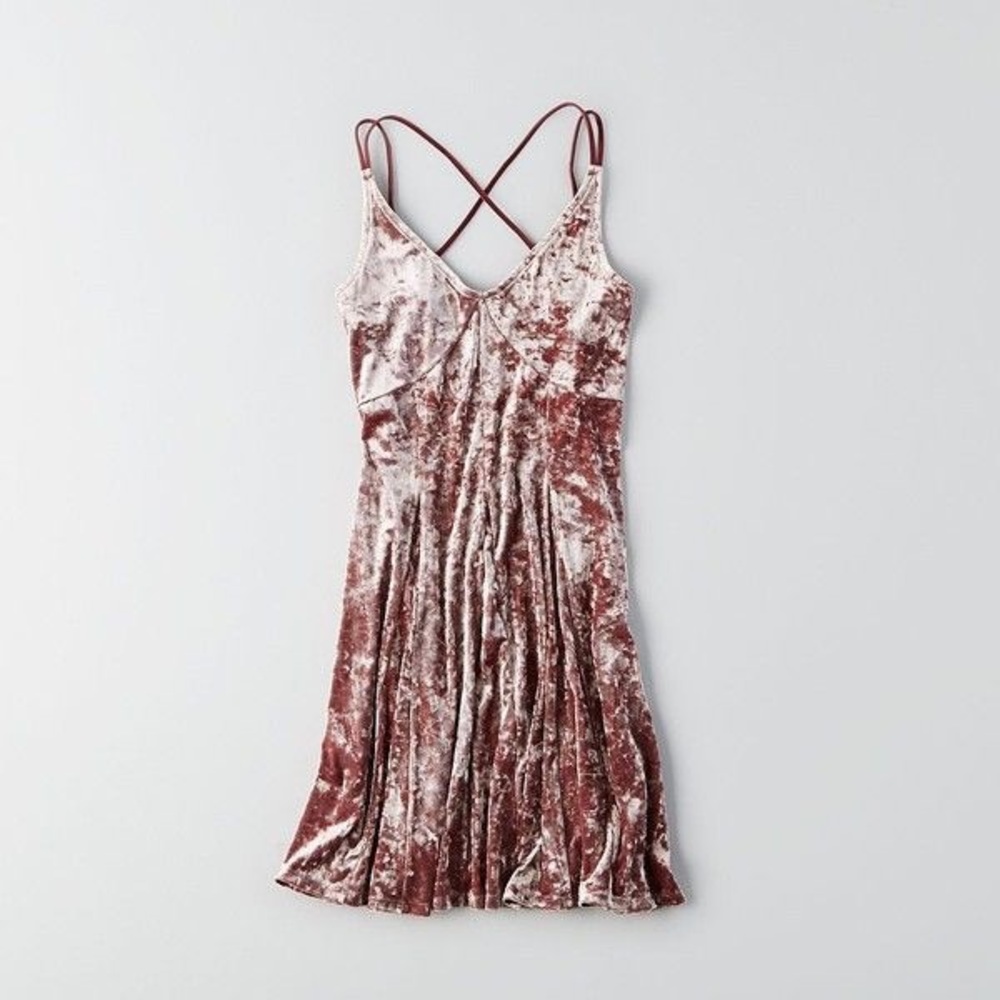 Pink Crushed Velvet Slip Dress American Eagle