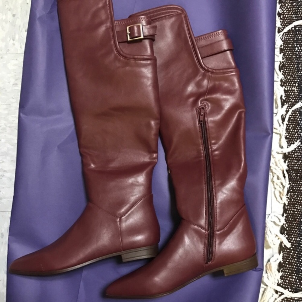 Charles & Kieth Faux Leather Boot in Burgundy