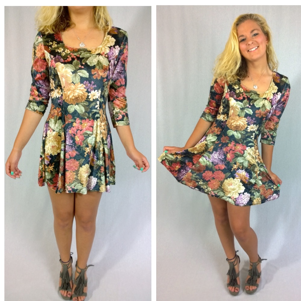 Velvet Floral Dress, Zanoni by Jalate S-M